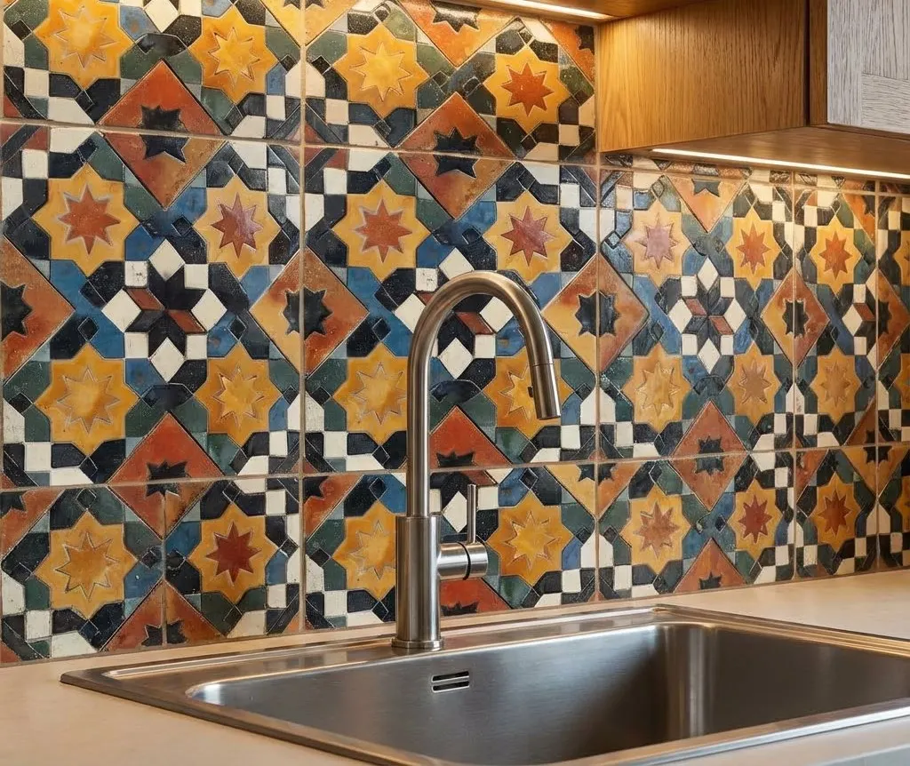 image of a kitchen backsplash with moroccan tiles